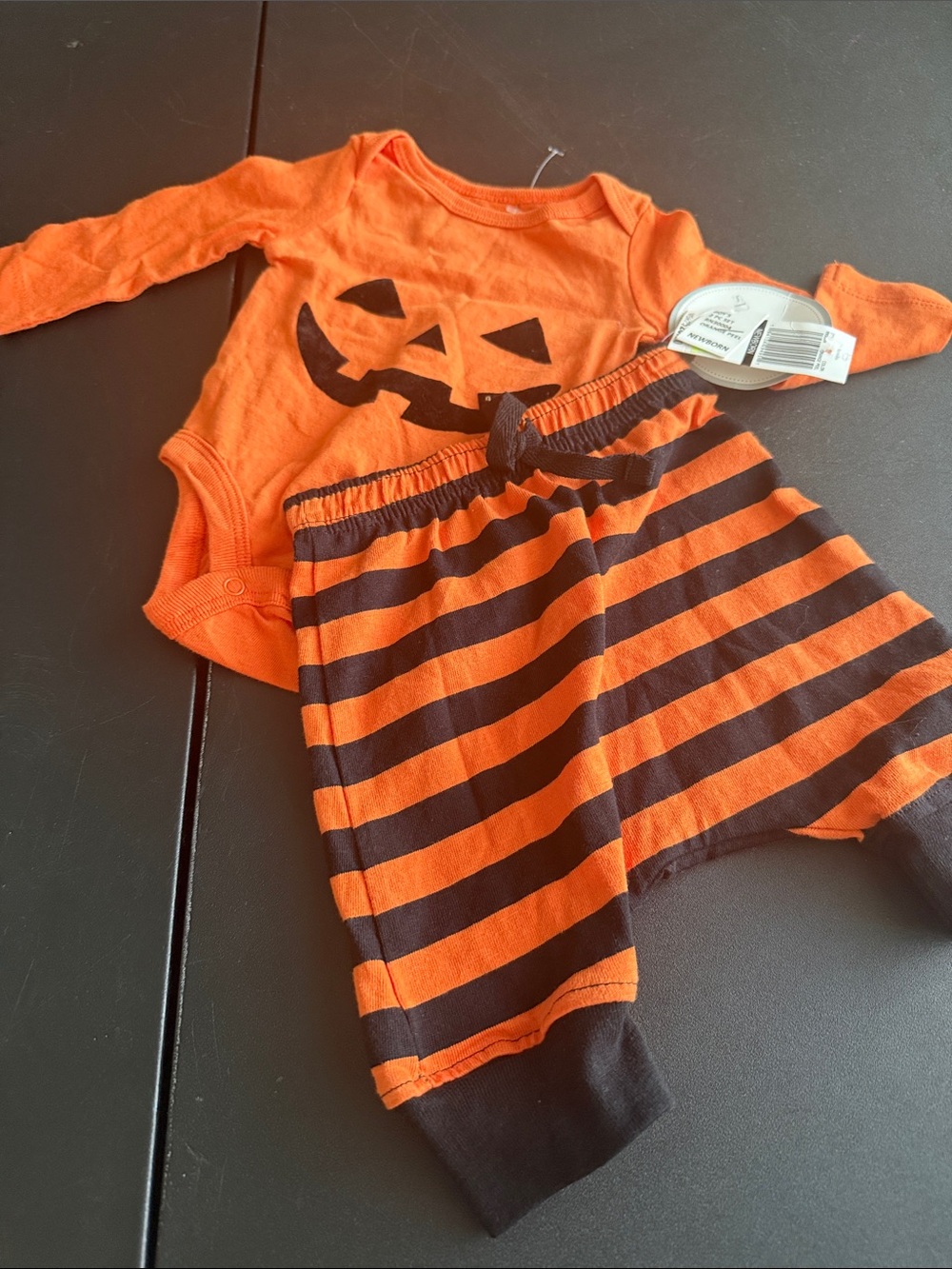 Koala Kids Orange & Black Jack-O'-Lantern Baby Costume Set